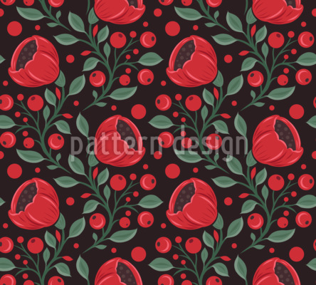 Amapolas trepadoras Estampado Vectorial Sin Costura