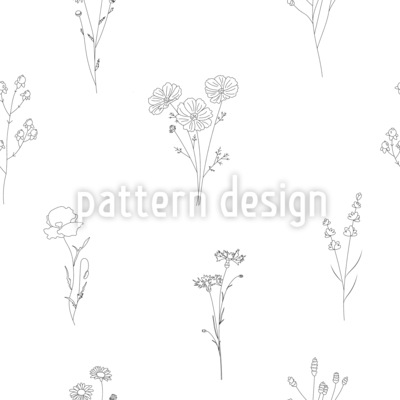 Fleurs au trait dessin&eacute;es &agrave; la main Motif Vectoriel Sans Couture