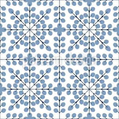 Botanical Ornamental Tilework Seamless Vector Pattern Design