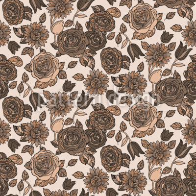 Withering Roses Seamless Vector Pattern Design