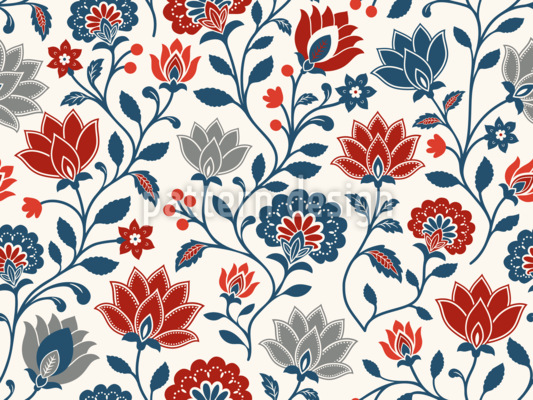 Oriental Chintz Revival Seamless Vector Pattern Design