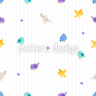 Adorable Little Birds Seamless Vector Pattern Design