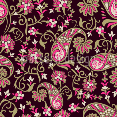 Indviklet blomsterpaisley S&oslash;ml&oslash;s vektorm&oslash;nsterdesign
