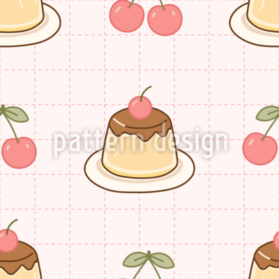 Piquenique de pudim de cereja Design de padr&atilde;o vetorial sem costura