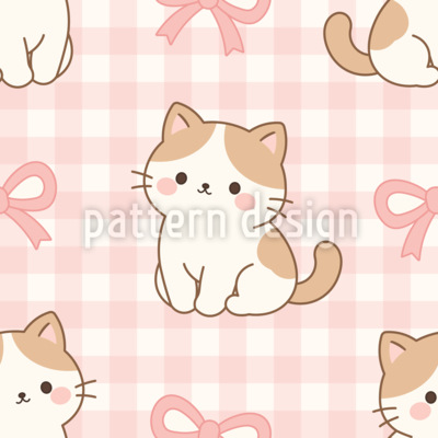 Gingham Kitty S&oslash;ml&oslash;s vektorm&oslash;nsterdesign