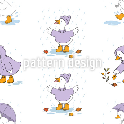 Ganso bajo la lluvia Estampado Vectorial Sin Costura