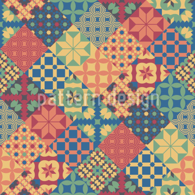 Leiden Vintage Patchwork Seamless Vector Pattern Design