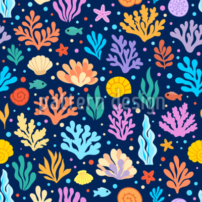 Cr&eacute;atures amusantes des r&eacute;cifs coralliens Motif Vectoriel Sans Couture