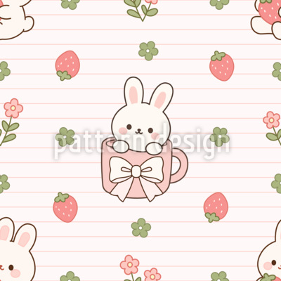 Taza Bunny Estampado Vectorial Sin Costura