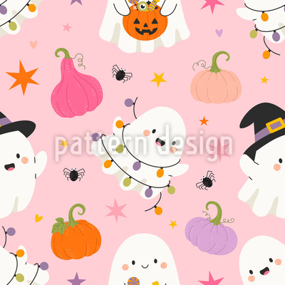 S&uuml;sse Halloween Geister Nahtloses Vektormuster