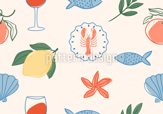 Mediterranean Aesthetic Illustrations Seamless Vector Pattern Design