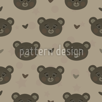 Cute Brown Bear Heads Seamless Vector Pattern Design