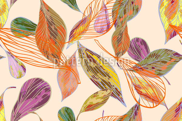 Artsy Autumn Leaves Seamless Vector Pattern Design