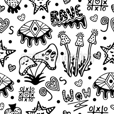Teenie Doodles der 90er Nahtloses Vektormuster