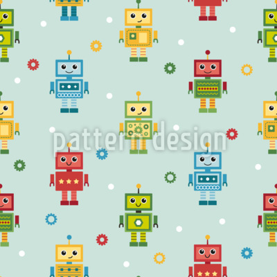 复古机器人朋友 无缝矢量模式设计