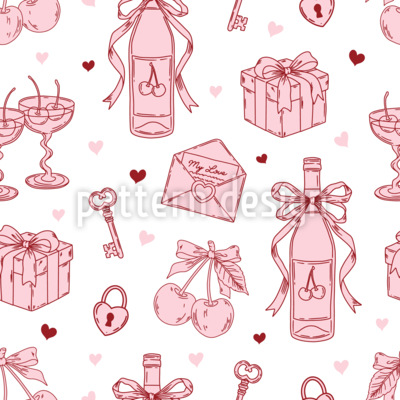 Amante de las cerezas Estampado Vectorial Sin Costura
