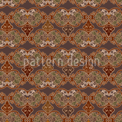 Harmonious Autumnal Arabesques Seamless Vector Pattern Design