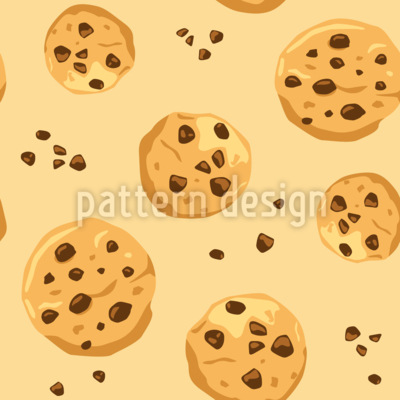 Chocolate Chip Cookie Seamless Vector Pattern Design