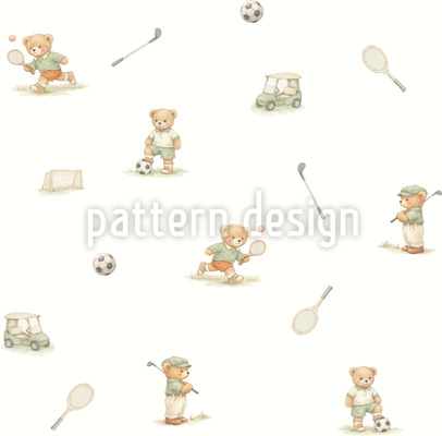 Watercolor Teddy Bear Seamless Vector Pattern Design