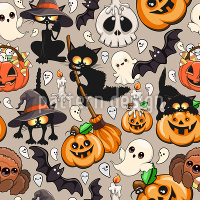 Straszna mieszanka Halloween bezszwowy wz&oacute;r wektorowy.