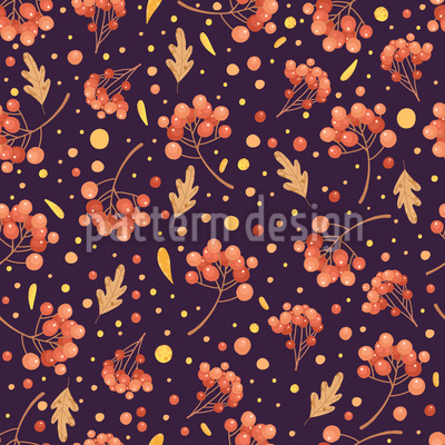 Autumn Rowan Seamless Vector Pattern Design