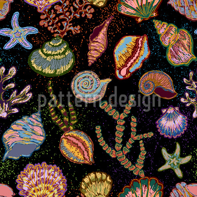 Nautica costiera vintage a forma di conchiglia disegni vettoriali senza cuciture