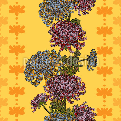 Retro-Chrysanthemen-Streifen Nahtloses Vektormuster