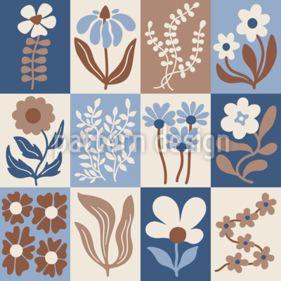 Naive Blumen Herbst-Patchwork Nahtloses Vektormuster