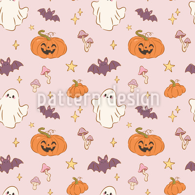 Przyjazne duchy i dynie na Halloween bezszwowy wz&oacute;r wektorowy.
