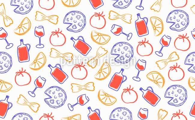 Comida italiana casual Design de padr&atilde;o vetorial sem costura