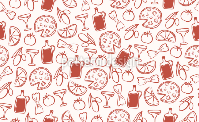 Comida italiana tonal Design de padr&atilde;o vetorial sem costura