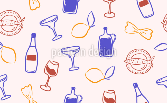 Esbo&ccedil;os de jantar italianos elegantes Design de padr&atilde;o vetorial sem costura