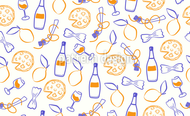 Hora do jantar italiano Design de padr&atilde;o vetorial sem costura