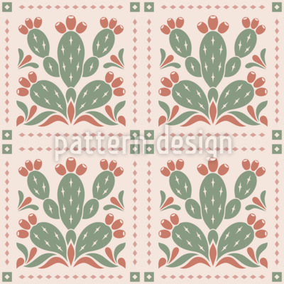 Telha de cacto de pera espinhosa Design de padr&atilde;o vetorial sem costura