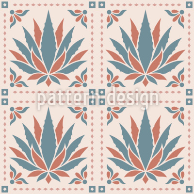 Azulejo de agave do deserto Design de padr&atilde;o vetorial sem costura