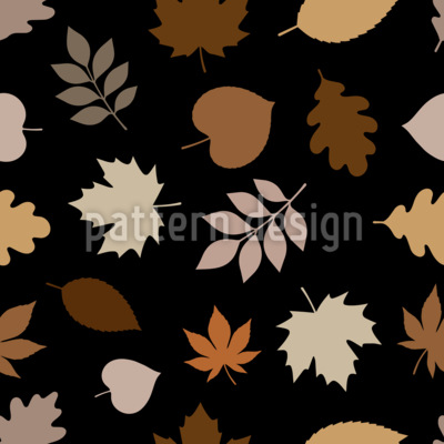 Autumn Leaves Silhouettes Seamless Vector Pattern Design