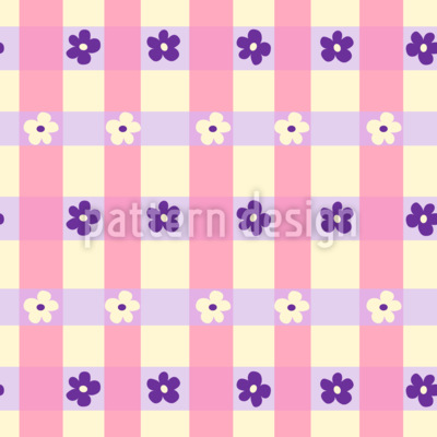 Gingham z rumiankami bezszwowy wz&oacute;r wektorowy.