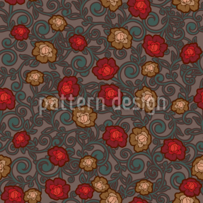 Bosque de rosas harmonioso Design de padr&atilde;o vetorial sem costura