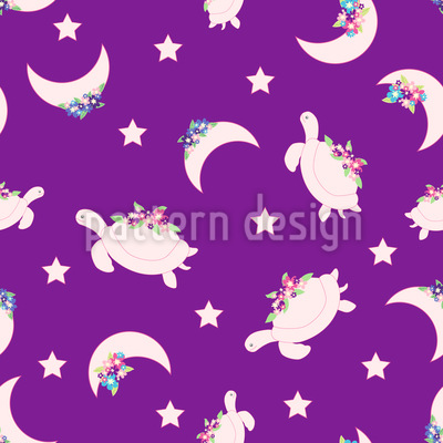 Tartaruga lunar Design de padr&atilde;o vetorial sem costura
