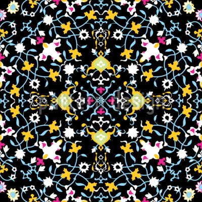 Iranian Floral Tile Seamless Vector Pattern Design