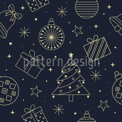 Christmas Doodle Line Art Seamless Vector Pattern Design