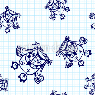Owls fly over the Math Notebook Seamless Vector Pattern Design