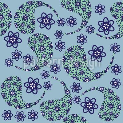 Floral Adorned Paisley Seamless Vector Pattern Design