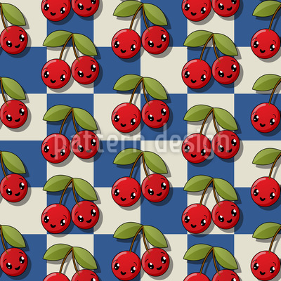 Cherries on Checkerboard Seamless Vector Pattern Design