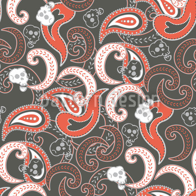 Modern Halloween PAisley Seamless Vector Pattern Design