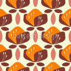 Flores de mediados de siglo Estampado Vectorial Sin Costura
