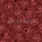 Delicate line art flowers Seamless Vector Pattern Design