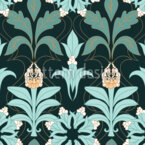 Damasco floral Art Nouveau Estampado Vectorial Sin Costura