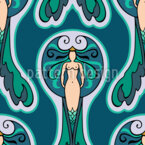 Sirenas Deco Estampado Vectorial Sin Costura