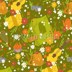 Campamento de verano Estampado Vectorial Sin Costura